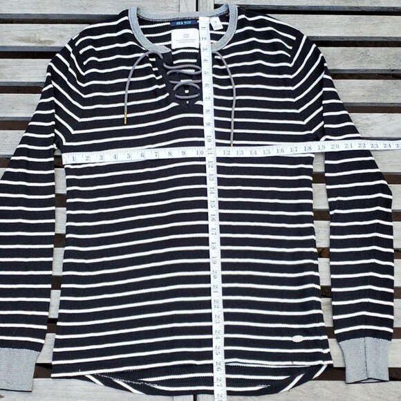 Scotch & Soda Black and White Striped Sweatshirt - Picture 3 of 3